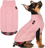 KYEESE Dog Sweater Turtleneck Thick Knit Pullover for Cold Weather | Stretchy Fit, Lightweight & Warm, Cozy Knit Comfort, Classic Plaid Design, Gentle on Sensitive Skin, Comfortable Daily Wear