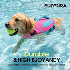 Life Jacket for Large Dogs, High Buoyancy Dog Life Vest for Swimming, Adjustable Dog Swimming Vest Lifejacket with Reflective Strips Rescue Handle for Boating, Hot Pink XXL