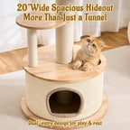 64.2" Solid Wood Cat Tree Tower for Indoor Cats, Multi-Level Modern Cat Furniture with 20" Condo, Interchangeable Hammock & Capsule Bed, Chunky Scratching Posts for Active Cats up to 12 lbs