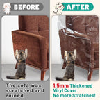 PAMASE 1.5mm Thickened Plastic Armchair/Recliner Cover - Heavy Duty Clear Vinyl Living Room Chairs Slipcover to Prevent Dogs Cats Pets Scratching, Waterproof Dustproof