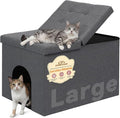 Zerbuger Cat Litter Box Enclosure Furniture for Odor Control,Hidden Cabinet | Cat Litter Box Furniture Ottoman With Flip-Up Lid,Cats Litter Box Bench With Storage Space, Dog Proof (Grey, Large)