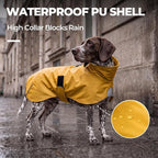 PU Dog Raincoat, Non-Toxic & Odorless Waterproof Vest, Adjustable High Neck and Hook & Loop Belly Closure for Rainy Potty Breaks & Wet Weather Outdoor Walks (Yellow, XX-Large)