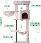 Gitelsnour Cat Tree, 43.3'' Cat Tower with Hammock for Kittens GCT004SMU | Cat Condo House for Small Indoor Cats, Basket, Scratching Post, Large Platform, Sturdy Steel Tube, Sisal Rope, Mushroom