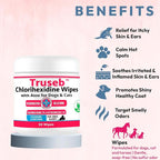 Pet Health Pharma Truseb Topical Ketoconazole and Chlorhexidine Wipes for Dogs, Cats and Horses - with Aloe for Cleansing - 50 Count (Ketoconazole & Chlorhexidine Wipes, 50 Count)
