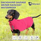 Dachshund Raincoat Weiner Dog Clothes Suitable for Dachshunds Corgi, Weiner, Dog Waterproof Coat with Reflective Stripe underbelly Protection - Pink - M