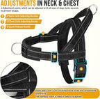 SlowTon No Pull Dog Harness - Heavy Duty Dog Harness and Leash Set for Medium Large Dogs, Reflective Tactical Harness with Soft Padded and Front Clip for Easy Walk and Training (Black, M)