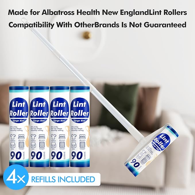 360 Sheets Sticky Lint Rollers Refills for 9.45'' Width Large Lint Roller, Floor Lint Roller Refills