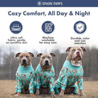 Spark Paws Dog Pajama, Dog Recovery Suit Male, Onesie, Ultra-Soft and 4-Way Stretch, for Small Medium and Large Breeds - Monkey Business - XL