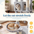 Hey-brother Cat Tree Tower, Wide Base, 5 Platforms for Multi-Cats, MPJ074W | 72.8 Inches Tall Furniture, 5 Plush Beds, Large Condo, Big Hammocks, Sisal Scratching Posts, for Indoor Adult Cat, Light Gray