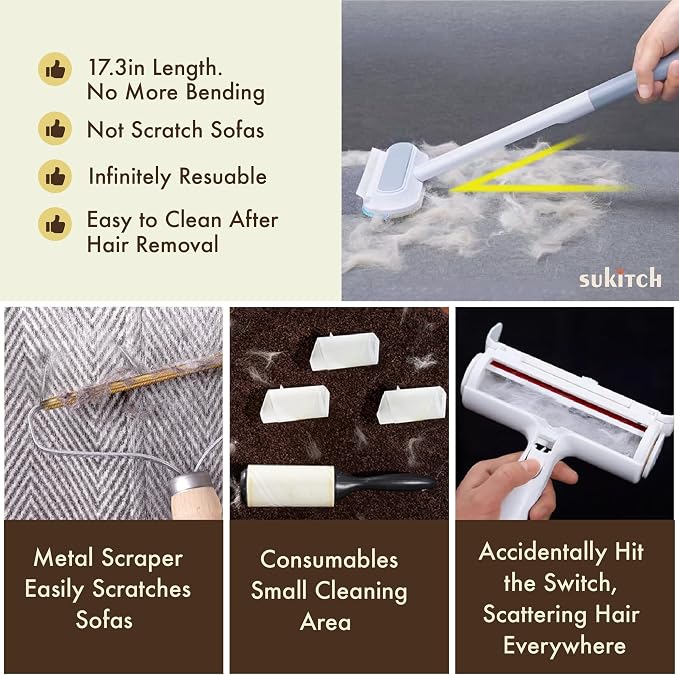 Dog & Cat Hair Remover for Couch, Reusable Lint Brush for Furniture | Multifunctional Fur Removal Tool, Reusable Design with No Refills Needed for Couch, Sofa, Bedding & Car Seats