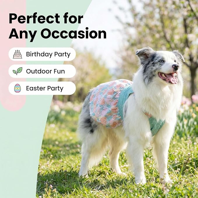 FLAdorepet Large Dog Dress Birthday Easter Outfits Summer Dog Clothes,7XL | Prefect for Wedding Holiday Spring;For Medium Large Giant Dog;Pitbull Labrador Rottweiler;Soft Fabric;Tulip Floral Print