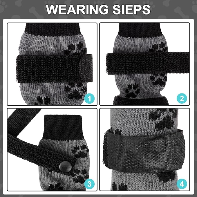 KOOLTAIL Anti Slip Dog Socks for Hot/Cold Pavement to Prevent Licking Paws,Booties for Hardwood Floors,Traction Rain Dog Boots&Paw Protectors Shoes with Grip for Small Medium Large Senior Dogs