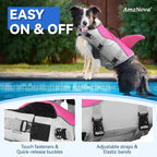 AMZNOVA Dog Swim Vest Shark Dog Life Jacket Life Vest | Lifejacket with Shark Fin & Handle for Boating & Swimming, High Visibility Adjustable for Doggy Cat Puppy, XL, Pink
