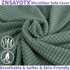 ZNSAYOTX Super Stretch Couch Cover Love Seat Sofa Covers for Living Room Dogs Pet Friendly Furniture Protector Spandex Loveseat Slipcovers with Anti Slip Foam Sticks (Pea Green, Loveseat)