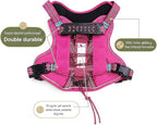 Service Dog Tactical Vest Harness and Leash Set Large Sized Dog Emotional Support- Tactical Dog Harness Training Collar with Name (Rose Red, S)