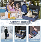 Portable Cat Travel Litter Box. Zipped Lid, Collapsible Litter Box for Cats. No Leakage, No Smell. Easy to Carry. Used for Hotels, Camping, Car (Blue,L)