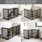 Dog Gate Indoor, Freestanding Dog Fence for The House, Doorways, Hallways,or Stairs,Pet Gate Foldable Wooden,Expandable 24" Height 4 Panels,Black