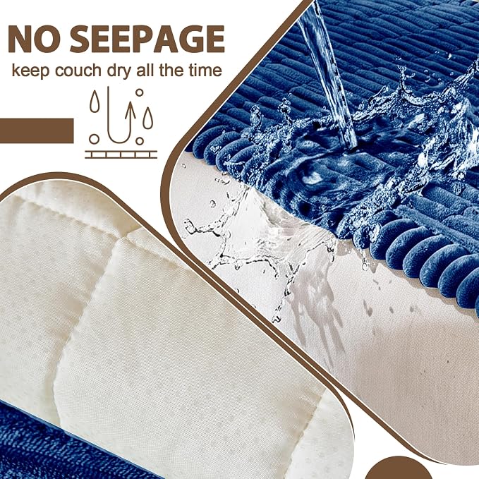 FUANGUI Waterproof Couch Cover Sofa Cover for Dogs and Pets Sofa Protector | Non-Slip Washable Fuzzy Soft Cat Bed Sofa Slipcover for 2-3 Cushion Couch Sofa Pet Friendly, Navy Blue, 27.6" x 94.5", 1 pcs
