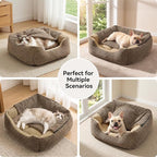 GASUR Dog Beds for Large Medium Small Dogs, Rectangle Cave Hooded Blanket Puppy Bed, Luxury Anti-Anxiety Orthopedic Cat Beds for Indoor Cats, Warmth and Machine Washable(35 inches, Brown)