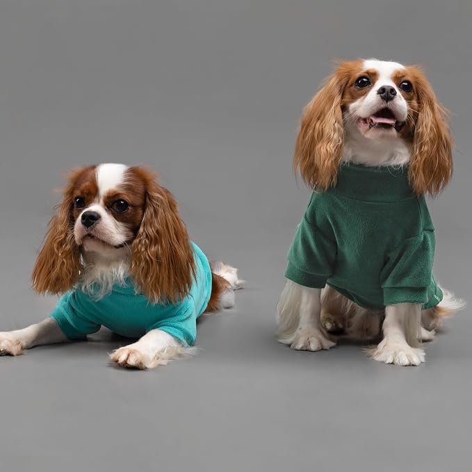 Fitwarm 3 Pack Fleece Dog Sweater, Turtleneck Dog Sweatshirt, Dog Winter Clothes for Small Dogs Boy Girl, Pet Pullover Jumper, Cat Apparel, Dark Green, Teal Green, Olive Green, XXL