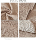 Luxury Vintage Cotton Embroidery Sofa Cover Soft Farmhouse Seat Cushion Cover Floral Quilted Sectional Couch Cover Anti-Slip Sofa Slipcovers Furniture Protector for Dogs Cats (Khaki,36"x63")