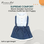 Parisian Pet Chambray Overall Dog Dress - Summer Clothes for Medium Dogs Girl - Blue Denim Pet Dress - Designer Dog Overalls - Lightweight and Breathable Puppy Clothes - Dresses for Dogs