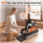 XL Stainless Steel Litter Box with Lid, Enclosed Metal Litter Box | High Sides, Urine and Litter Control, Odor Filter, Flip-Top, Easy-Clean Pan, Scoop & Step, Big Cats, Multi-Cat Homes, Black