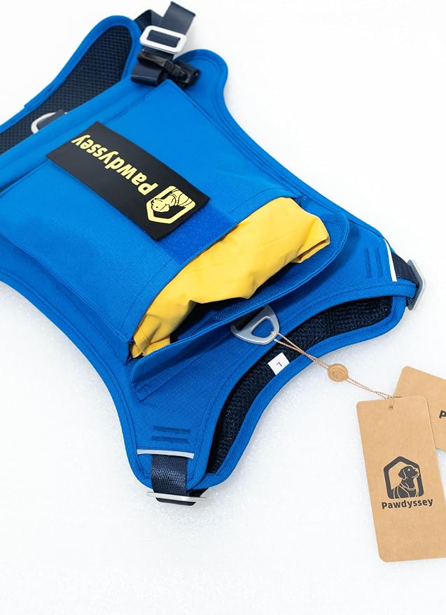 2-in-1 Dog Harness with Built-in Raincoat, Waterproof Packable Dog Rain Jacket, Reflective Adjustable Dog Rain Coat with Leash Portal, Royal Blue Harness/Bright Yellow Raincoat, X-Large