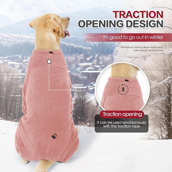 Dog Winter Coat for Small Medium Large Dog for Run Walk Sleep Warm Fleece Pet Sweater & Windproof Pajamas Snow Jacket XS Pink