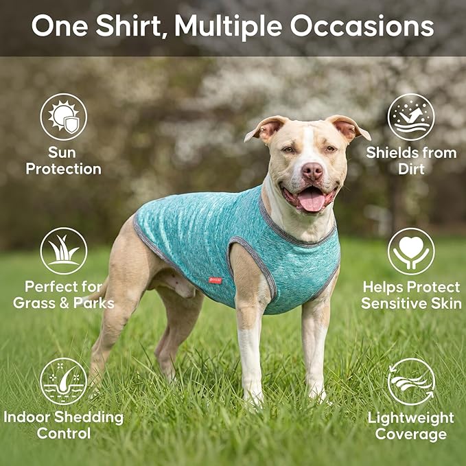 KYEESE 2 Pack Dog Shirts Quick Dry Soft Stretchy Sun Protection Pet T-Shirts with Reflective Label Tank Top Sleeveless Vest Dog Clothes for Small Medium Dogs, X-Large, Grey+Blue