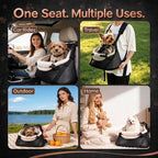 YUDODO Teacup Dog Car Seat - Design for Tiny Dogs up to 7 lbs with Cushion | Elevated View, Rear Pass-Through, Front Carrier, Vegan Leather, Safe & Durable, Waterproof, Wipe Clean, Black