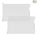 (2 Pack) Retractable Baby Gate for Stairs and Doorways, 55" Wide x 33" Tall Mesh Dog Gate for Indoor & Outdoor Use, Safety Gate for Babies and Pets, Child Gates for Hallways, Hardware Mounted, White