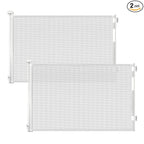 (2 Pack) Retractable Baby Gate for Stairs and Doorways, 55" Wide x 33" Tall Mesh Dog Gate for Indoor & Outdoor Use, Safety Gate for Babies and Pets, Child Gates for Hallways, Hardware Mounted, White