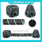 Outdoor Cat Enclosure, 9.45 ft Pop-Up Cat Tent with Tunnel Kit | 4-Piece Kit with 2 Tunnels, 33.86 x 11.81 in Tubes, Breathable Mesh, Pop-Up Setup, Storage Bag, DIY Layouts, Cats