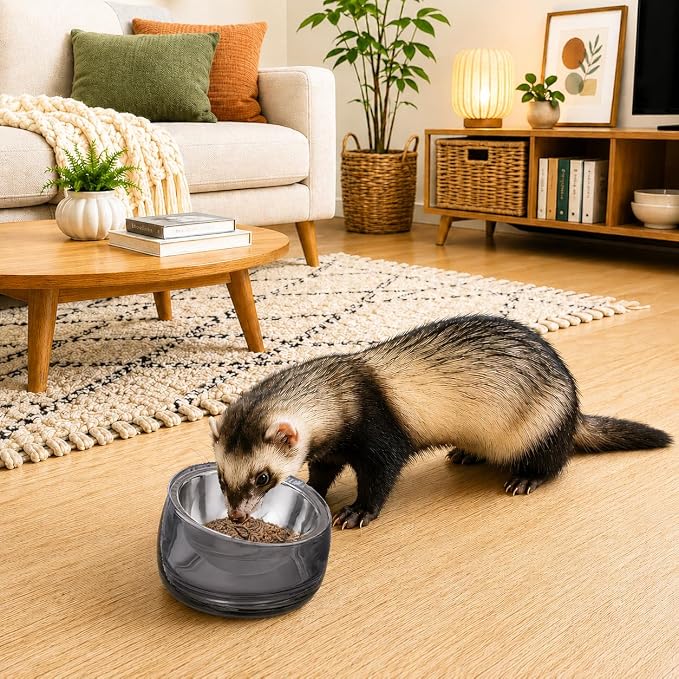 Felli Oblik 15° Tilted Small Animal Bowls for Pet Food & Water 6 oz Stainless Steel Dish Removable, Slanted Metal Plate Feeder for Kitten Puppy Rabbit Bunny Guinchilla Pig (0.75 Cups, Smoky)