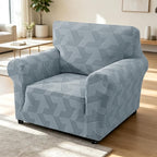 ZNSAYOTX Stretch Armchair Covers for, 1-Piece Chair Slipcovers for Living Room, Furniture Protector with Elastic Bottom for Dogs Cats Kids Geometrical Jacquard Fabric (Small, Light Grey)
