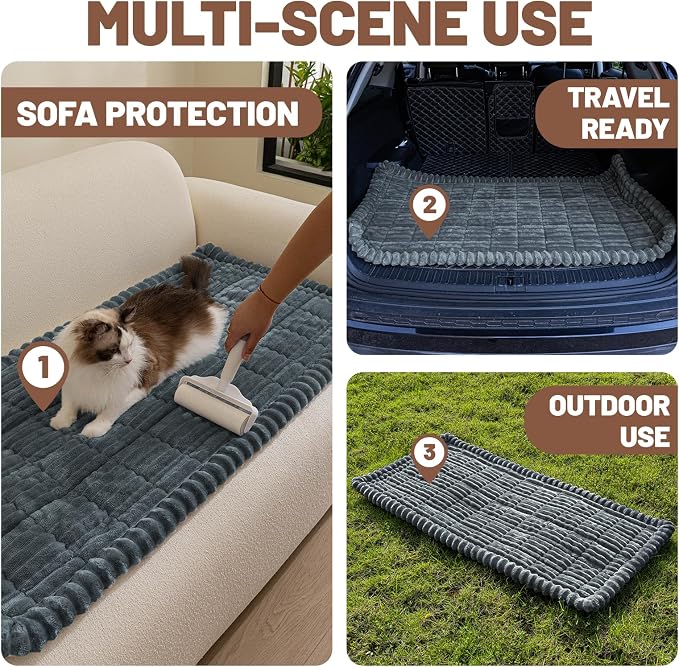 Dog Car Seat Waterproof Bed Cover Nonslip Car Back Seat Soft and Comfortabl | Pet Bed Mat Car Blanket for Travel Backseat Extender Seat Covers Dog Bed for Cars Trucks and SUVs (Dark Gray 23.6” x 51”)