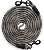 BTINESFUL Dog Tie Out Long Tether Rope Dog Lead for Yard 8/12/20/30/50/75ft | Large Medium Dogs Outdoor Training, Playing, Camping, Backyard Dog Leash (50 Foot, Beige Black)