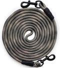 BTINESFUL Tie-Out Check Cord Long Rope Dog Leash, 12ft 20ft 30ft 50ft 75ft Dog Tether for Yard- Great for Large Medium Dogs Training, Playing, Camping, or Backyard (20ft, Beige Black)
