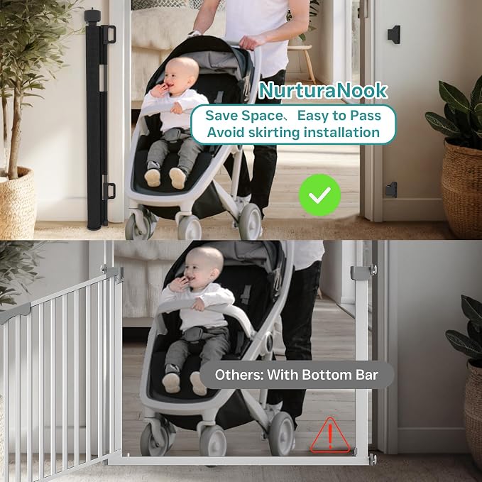 Retractable Baby Gate,Mesh Baby Gate or Mesh Dog Gate,34" Tall,Extends up to 55" Wide,Child Safety Gate for Doorways, Stairs, Hallways, Indoor or Outdoor
