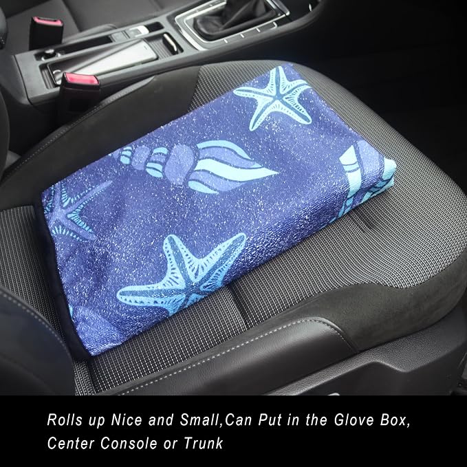 Car Seat Cover Protector Front Seats,for Gym Workout,Running,Swimming,Beach and Hiking,Waterproof Sweat Towel Bucket Seat Covers for Cars SUV Trucks (Conch Shells Starfish, 2Pcs)