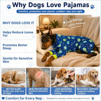 Dog Pajamas for Small to Medium Dogs, Soft Stretchy Lightweight Dog Onesie, Blue Jellyfish Print, Breathable Full Body Dog PJs for Recovery, Sleeping & Calming (Large, 20–30 lbs)