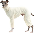 D Doggy Star Italian Greyhound Clothes Stretchable Onesie Whippet for Dog (2XL,Ribbed Ivory)