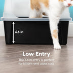 IRIS USA XX-Large High Sided Cat Litter Box, Scatter Shield, Black | Multi-Cat Use, Jumbo Capacity Pan, Extended Length Design, Oversized Basin, Multiple Cat Ready, Generous Dimensions