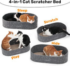 FUKUMARU Cat Scratcher, 24 Inch Sofa Shape Cat Scratching Bed Couch Indoor | Oval Felt Cat Scratcher Bed with Reversible Detachable Cat Scratching Boards, Round Cats Scratch Pads Refill, Dark Grey