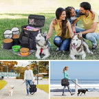 Modoker Dog Travel Bag with 2 Collapsible Dog Bowls, 1 Dog Backpack, Airline Approved Pet Travel BagOrganizer for Supplies & Accessories, 2 Travel Dog Food Container, Black | Dog travel accessories set with feeding supplies, bowls, mat, and strap. Idea...