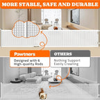 Pawtners Retractable Baby Gates Extra Wide, 41" Tall x 120" Wide, White | Dog Gate Indoor for Stairs, Pet Gate with Support Rods for Doorways Hallways Indoor & Outdoor