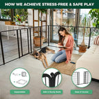 FXW Homeplus Indoor Dog Playpen, 45" H, 6 Panels, for Large Dogs | Stress-free play, Heavy-duty, Semi-open design, Easy setup, Threshold-free gate, Expandable, Patented