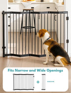 No Pawblems Retractable Safety Gate, Metal Adjustable Dog Gate for Doorways, Stairs & Hallways, Expands to 45" Wide, 36" Tall Gate, Auto Retract Design, No Bottom Bar, Black