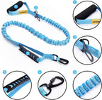 6FT Highly Reflective Heavy Duty Elastic Bungee Medium and Large Dog Leash Shock Absorbing with Comfortable Padded Handle and Traffic Handle Suitable for Training Light Blue